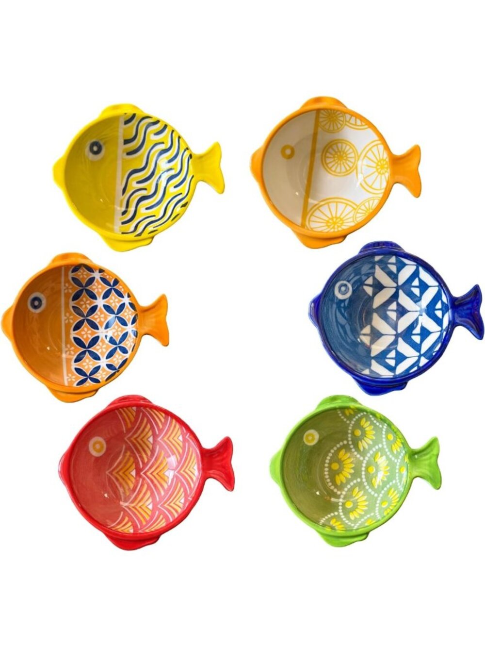 Cute Ceramic Dipping Bowls Set - 6 Pack Fish Sauce Dishes for BBQ & Parties